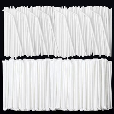 ALINK 1000 Count White Flexible Drinking Straws, Individually Wrapped Plastic Disposable Bendy Straws - 7.75" x 0.23"