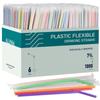 ALINK 1000 Count Colorful Flexible Plastic Drinking Straws, Individually Wrapped, Disposable Bendy Straws - 7.75 in x 0.23 in view 1