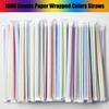 ALINK 1000 Count Colorful Flexible Plastic Drinking Straws, Individually Wrapped, Disposable Bendy Straws - 7.75 in x 0.23 in view 3