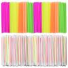 ALINK 1000 PCS Neon Colored Plastic Disposable Drinking Straws, Individually Wrapped Straight Party Straws - 7.75" x 0.23" view 1