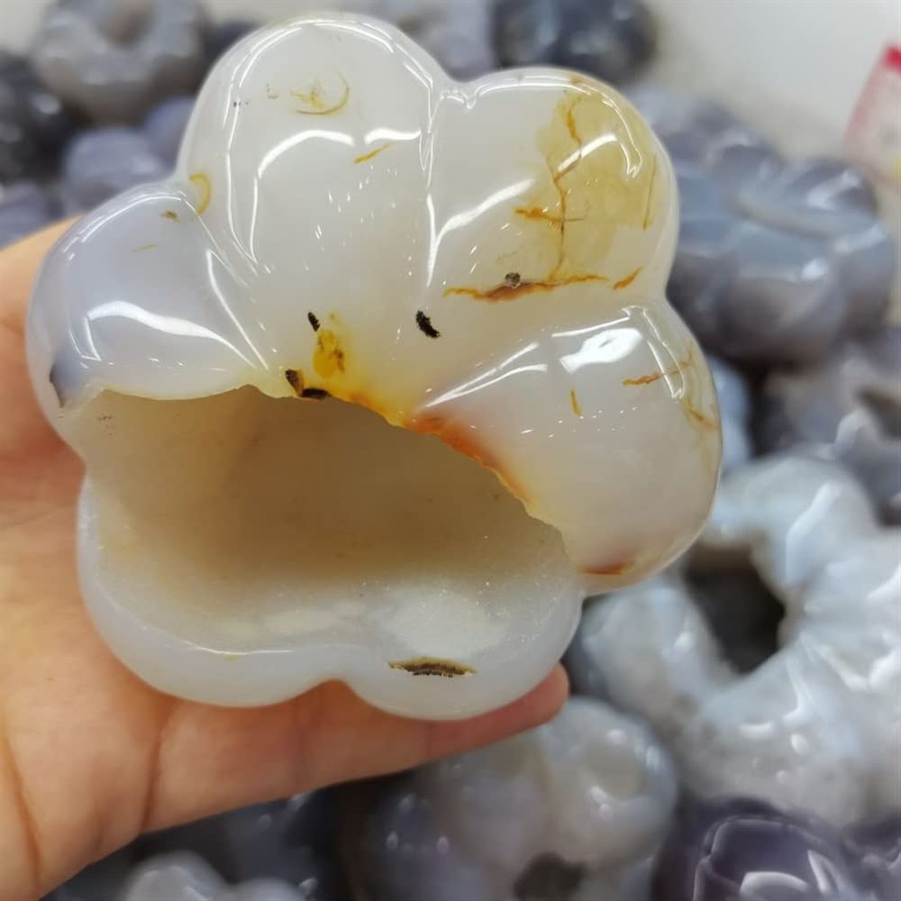 WGPHDW Crystal Healing Meditation Decoration 1pcs Natural Agate geode Stone Crystal Hole Pumpkin Smiling face Crystal Carving Smile face Home Decoration (Size : 200-300g)