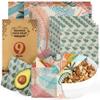 Akeeko Reusable Beeswax Food Wraps - Assorted 9 Packs, Reusable, Plastic-Free Food Storage, 5 Small, 2 Medium, 1 Large Wraps, 1 Extra Large with Tropical Leave Pattern view 1
