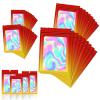 120 PCS Smell Proof Mylar Bags Resealable Odor Proof Bags Holographic Packaging Pouch Bag with Clear Window for Food Storage Jewelry Candy Electronics Storage, 4 Sizes view 1