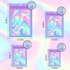 120 PCS Smell Proof Mylar Bags Resealable Odor Proof Bags Holographic Packaging Pouch Bag with Clear Window for Food Storage Jewelry Candy Electronics Storage, 4 Sizes view 2