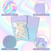 120 PCS Smell Proof Mylar Bags Resealable Odor Proof Bags Holographic Packaging Pouch Bag with Clear Window for Food Storage Jewelry Candy Electronics Storage, 4 Sizes view 3