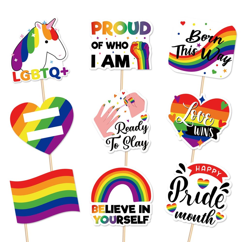 144PCS Rainbow Pride Month Cupcake Toppers Toothpicks  Love LGBT Gay Cocktail Appetizer Cake Decorations Party Supplies Picks