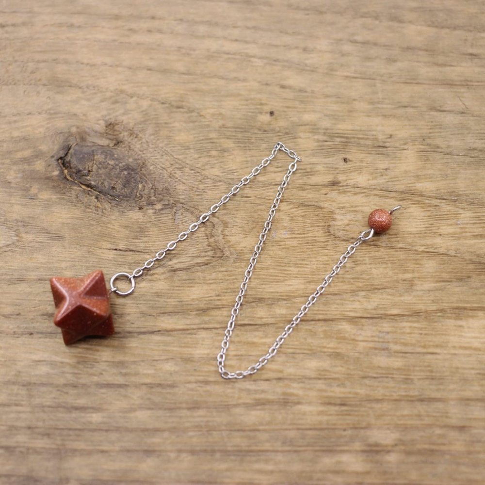 Natural Stone Merkabah Pendulums for Dowsing Divination Wicca Chakra Crystal Lapis Rose Quartzs Opal Chains,Ruby