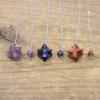 Natural Stone Merkabah Pendulums for Dowsing Divination Wicca Chakra Crystal Lapis Rose Quartzs Opal Chains,Ruby view 4