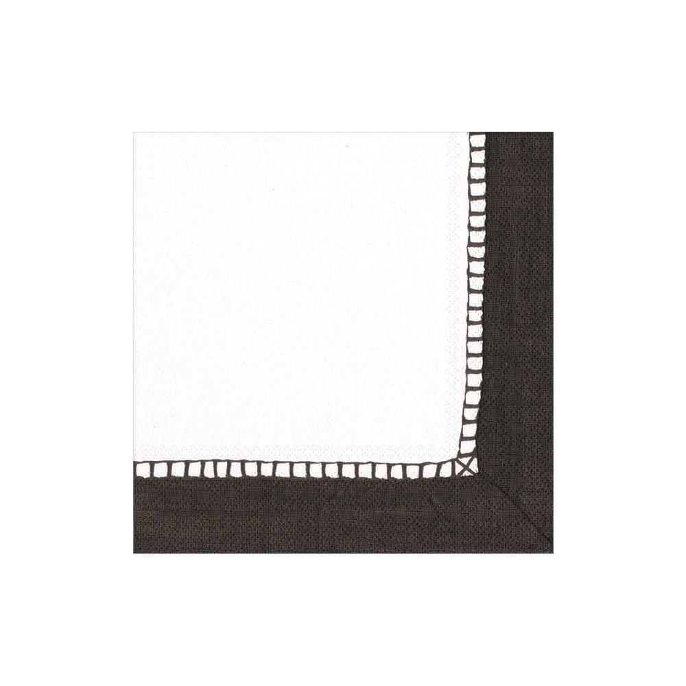Caspari Linen Border Paper Cocktail Napkins in Black, Two Packs of 20