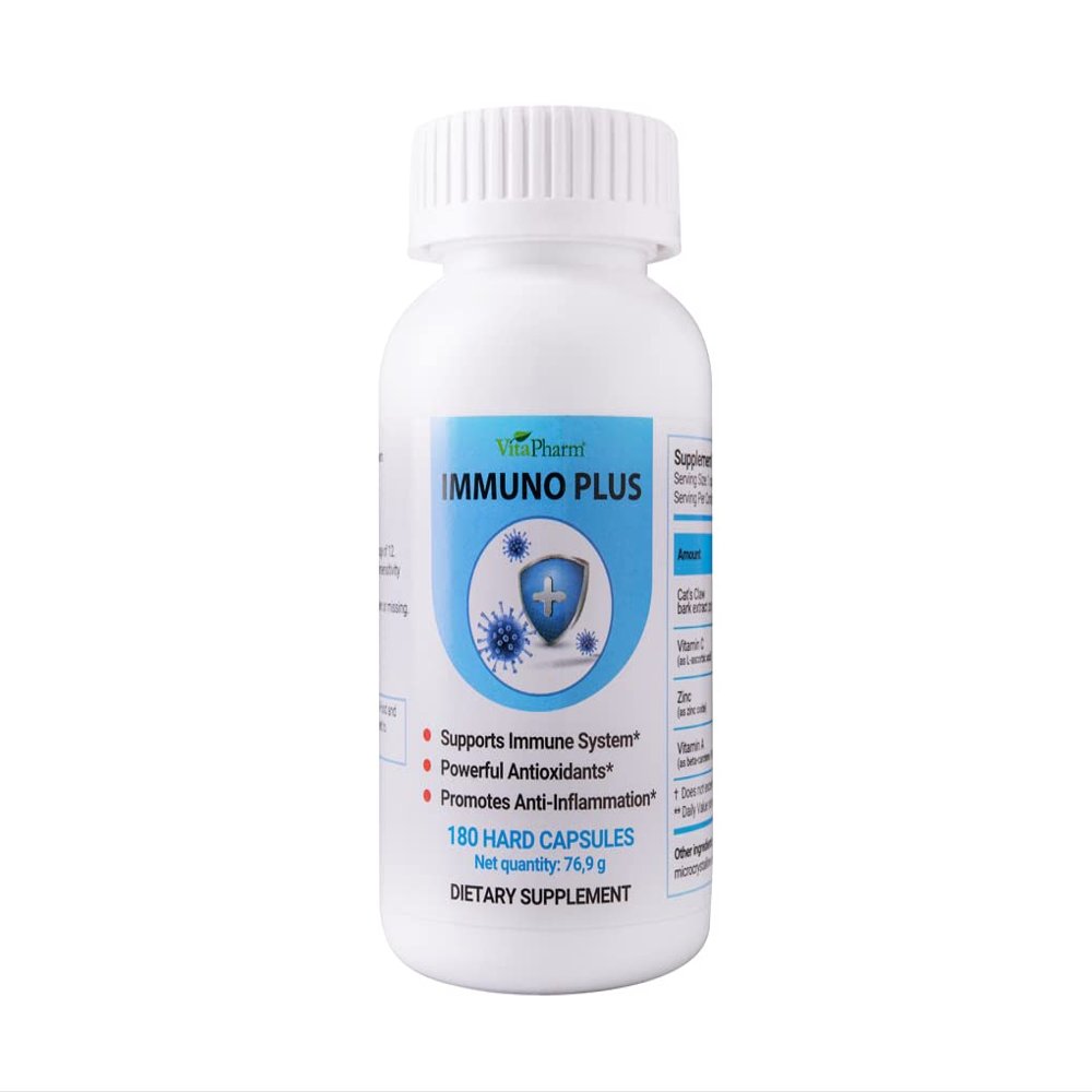 VITAPHARM-COM VitaPharm Immuno Plus Capsules with Vitamin C, Zinc, Vitamin A, Antioxidant & Immune Support Supplement, Natural Daily Immune Support Booster & Zinc Vitamin for Women & Men's