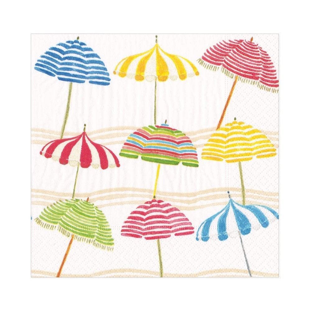 Caspari Beach Umbrellas Paper Luncheon Napkins, Four Packs of 20