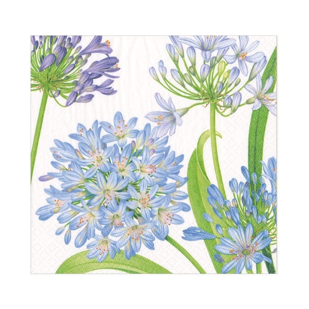 Caspari Agapanthus Garden Paper Luncheon Napkins, Four Packs of 20