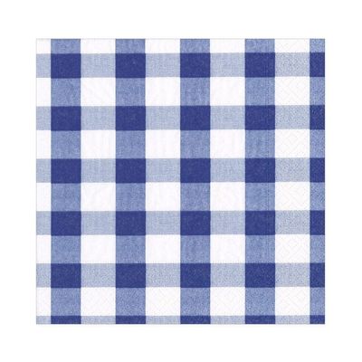 Caspari Gingham Paper Luncheon Napkins in Blue, 20 Per Package