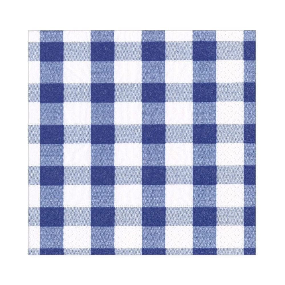 Caspari Gingham Paper Luncheon Napkins in Blue, 20 Per Package