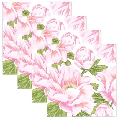 Gift Boutique 100 Floral Pink Peony Floral Cocktail Beverage Napkins Disposable Paper Peonies Flower Dessert Napkin for Spring Summer Birthday Party Party Supplies
