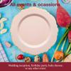 Smarty Had A Party Elegant Disposable Plastic Dinnerware Sets, Blossom Rim Design Pink and Gold 7.5" Salad Plates for Weddings, Birthdays, and Occasions (120 Count) view 4