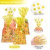 Aodaer 100 Pieces 10.6 x 5.1 In Gold Cellophane Bags Plastic Candy Bag Cellophane Treat Bags Polka Dot Stripes Printed Pattern Goodie Gift Bag with Twist Ties for Birthday, Baby Showers, Weddings Party Supplies view 3