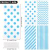 Aodaer 100 Pieces 10.6 x 5.1 In Blue Cellophane Bags Plastic Candy Bags Cellophane Treat Bag Polka Dot Stripes Printed Pattern Goodie Gift Bag with Twist Ties for Birthday, Baby Showers, Weddings Party Supplies view 2