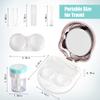 Contact Lens Travel Kit with Cleaner Washer, Portable Contact Box with Mirror Tweezers Remover Tool Solution Bottle for Daily Outdoor (Pink) view 3