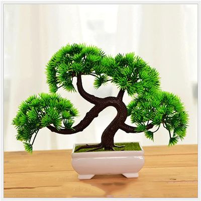 LSHAOBO Small Artificial Bonsai Tree Fake Potted Pine Tree Bonsai Plant Fake Bonsai, Suitable for Window Sill Garden Desktop Display,7 Inches