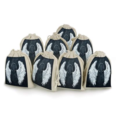 8PCS Spice Bags for Cooking, White Angel Wings Muslin Bags Reusable, Small Burlap Bags with Drawstring, Herb Bag Empty, Cloth Gift Bag Pouch, For Wedding & Party Favors (5x7 Inch)