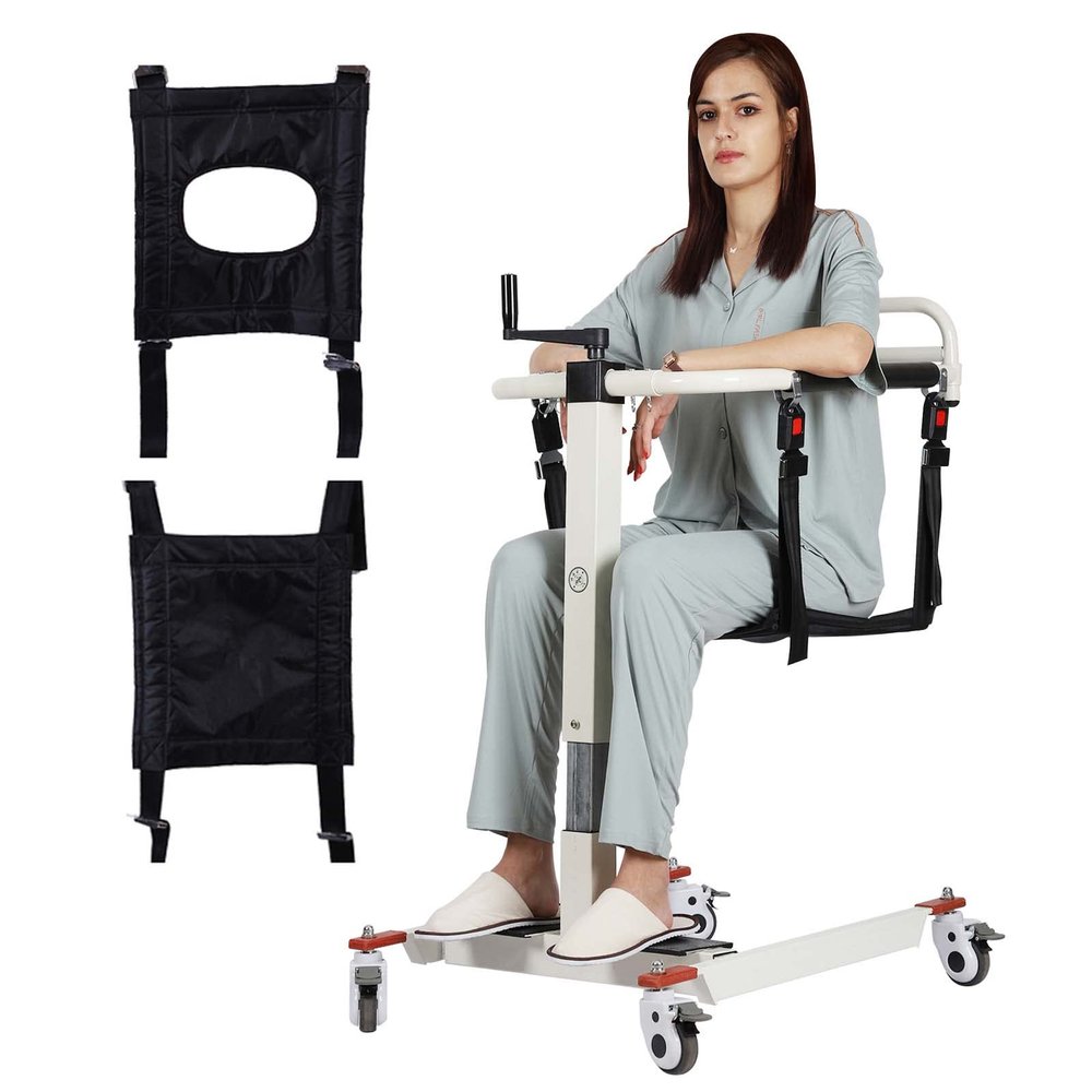 Patient Transfer Lift Wheelchair Shower Wheelchair Patient Lift for Home, Adjustable seat Height, Includes Toilet seat with Hole, Portable car Lift, Elderly Lift Chair, Bed to Toilet