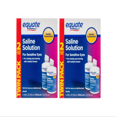 Equate Saline Solution for Sensitive Eyes, 12 FL Oz Bottles, ( 2 Twin Pack ) Total 4 Count, Complete and Proper Eye Care Solution