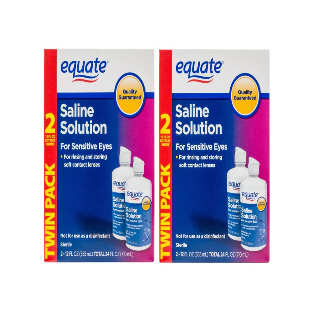Equate Saline Solution for Sensitive Eyes, 12 FL Oz Bottles, ( 2 Twin Pack ) Total 4 Count, Complete and Proper Eye Care Solution
