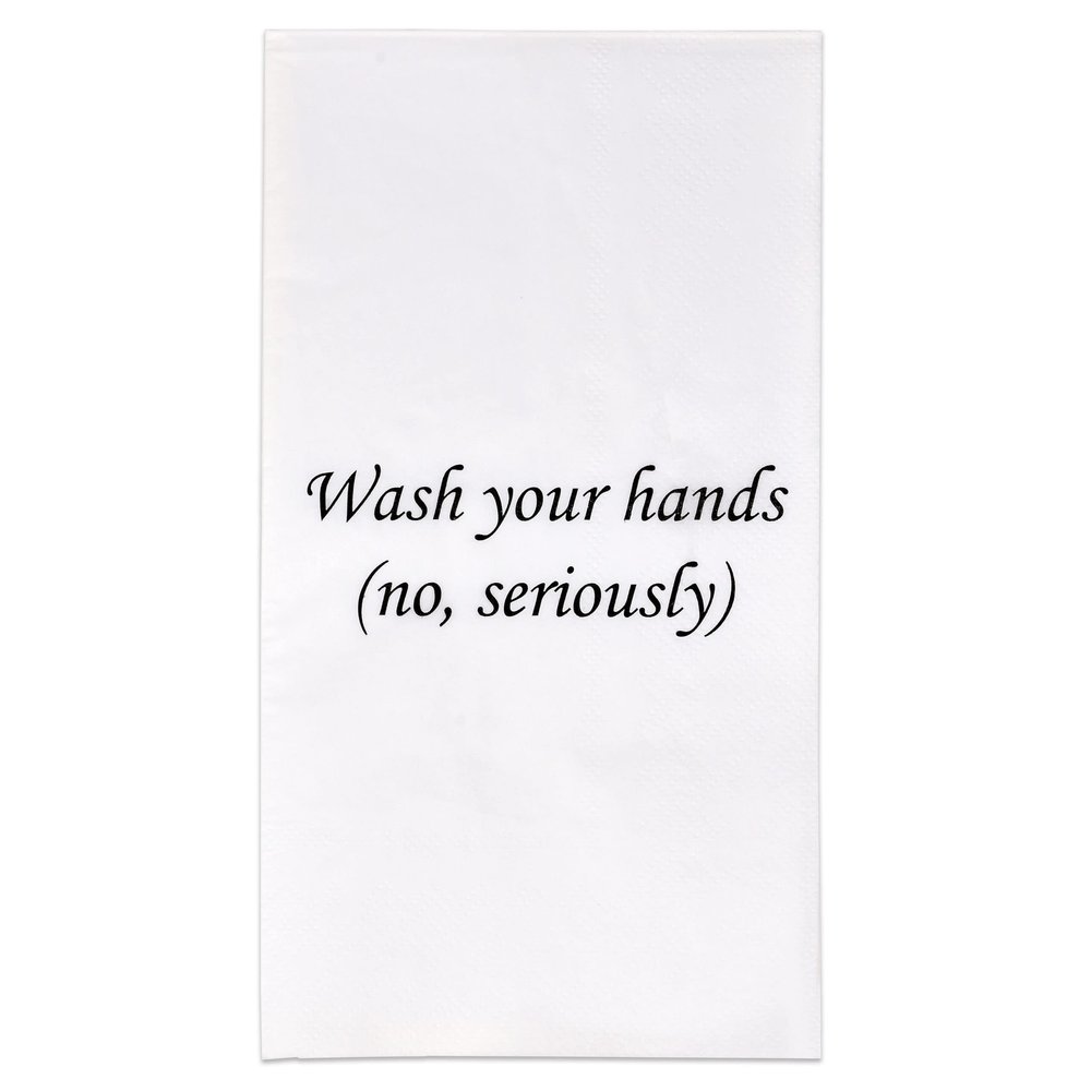 Gift Boutique 100 Funny Bathroom Guest Napkins Disposable Paper Pack Wash Your Hands No Seriously Dinner Hand Napkin for Powder Room Wedding Holiday Anniversary Bridal Shower Party Decorative Towel