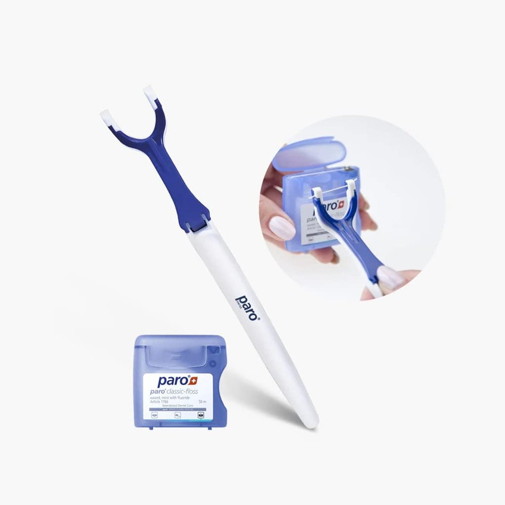 Paro Floss Holder with Easy Grip and Paro Classic Floss 50M | Perfect Combo at a Reasonable Price