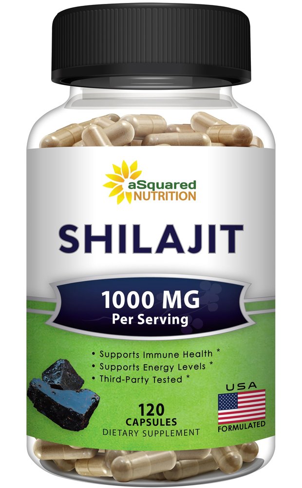 aSquared Nutrition Shilajit 1000mg - 120 Capsules - Pure Shilajit Extract Supplement and Powder Complex Pills - Natural Humic & Fulvic Acid & Trace Minerals - Alternative to Resin & Drops