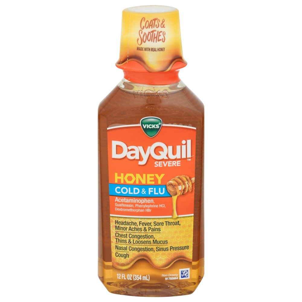 Vicks DayQuil Severe Cold & Flu Medicine, Maximum Strength, Honey - 12 fl oz