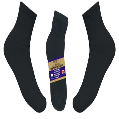 BRAZIZ Diabetic Ankle Socks, Non-Binding Circulatory Doctor Approved Cushion Cotton Quarter Socks for Mens Womens 12 Pack (9-11, BLACK)