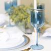 [12 Oz - 5 pk Blue] HomeyGear Plastic Blue W Gold Rim Goblets Wine Glasses BPA Free 12 Oz Disposable Elegant Drink Cups for Parties Wedding Receptions Fancy Reusable Tumblers for EZ CleanUp 5 Pack view 1