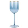 [12 Oz - 5 pk Blue] HomeyGear Plastic Blue W Gold Rim Goblets Wine Glasses BPA Free 12 Oz Disposable Elegant Drink Cups for Parties Wedding Receptions Fancy Reusable Tumblers for EZ CleanUp 5 Pack view 2