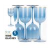 [12 Oz - 5 pk Blue] HomeyGear Plastic Blue W Gold Rim Goblets Wine Glasses BPA Free 12 Oz Disposable Elegant Drink Cups for Parties Wedding Receptions Fancy Reusable Tumblers for EZ CleanUp 5 Pack view 3