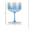 [12 Oz - 5 pk Blue] HomeyGear Plastic Blue W Gold Rim Goblets Wine Glasses BPA Free 12 Oz Disposable Elegant Drink Cups for Parties Wedding Receptions Fancy Reusable Tumblers for EZ CleanUp 5 Pack view 4