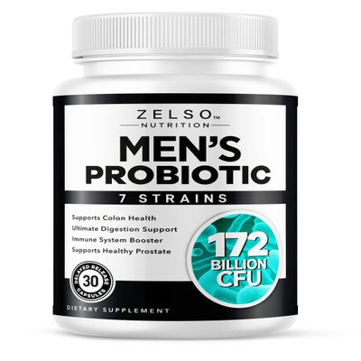 ZELSO Probiotic for Men, 175 Billion CFU Probiotic Supplement Designed for Men's Health, 30 Day Supply