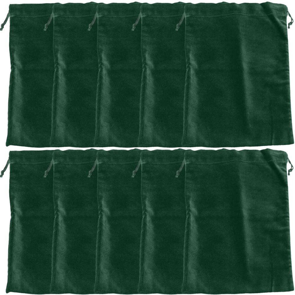 Extra Large Green Velvet Cremains Bags for Ashes 10-Pack - Extra Large Size 13"L x 15"H - for Holding 400 Cubic Inches of Pet or Human Cremains - Includes Plastic Bags for Ashes