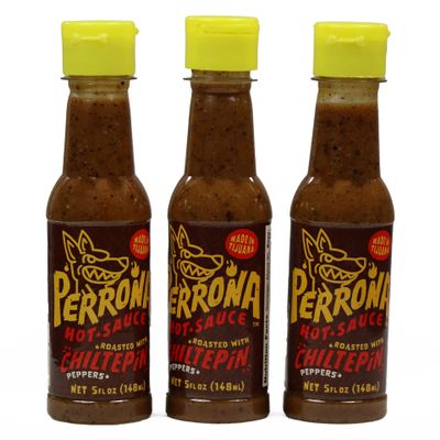 La Perrona Roasted Chiltepin Hot Sauce 5 Ounce Bottle | Tatemada Chiltepin Salsa Picante | Extra Spicy | Handmade | 3 Pack