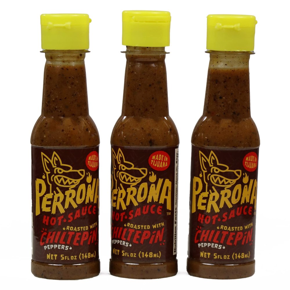 La Perrona Roasted Chiltepin Hot Sauce 5 Ounce Bottle | Tatemada Chiltepin Salsa Picante | Extra Spicy | Handmade | 3 Pack