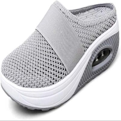 Dosurgorn Women's Air Cushion Slip-On Walking Shoes- Orthopedic Diabetic Walking Shoes, Mesh Orthopedic Diabetic Walking Shoes (Grey, 7, Numeric_7)