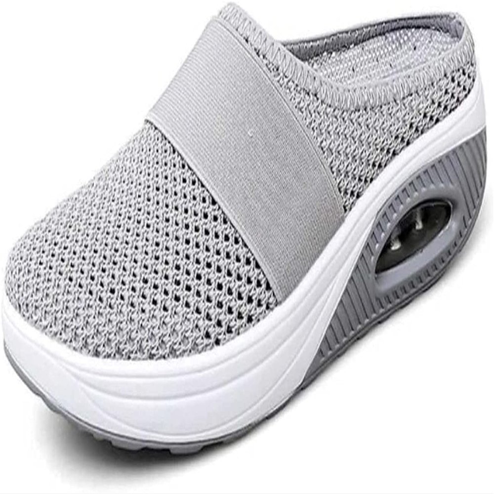 Dosurgorn Women's Air Cushion Slip-On Walking Shoes- Orthopedic Diabetic Walking Shoes, Mesh Orthopedic Diabetic Walking Shoes (Grey, 7, Numeric_7)
