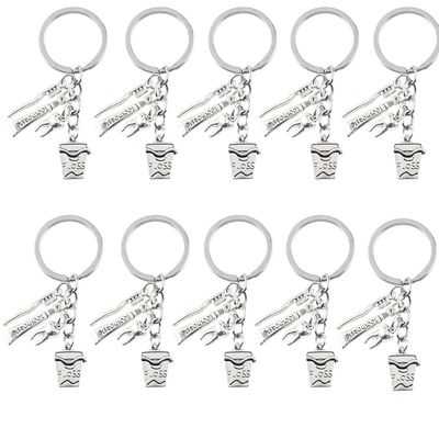 airgoesin 10pcs Toothbrush Toothpaste Keychain Metal Pendant Key Ring for Birthday Keychain for Kids Children Adults Giveaways
