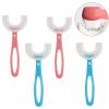 DSFGHB 4PCS Kids U-Shaped Toothbrush,Manual Toothbrush Kids,Food Grade Soft Silicone Brush Head,360 Oral Teeth Cleaning Design(for 6-12 Ages), Blue,pink view 1