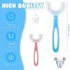 DSFGHB 4PCS Kids U-Shaped Toothbrush,Manual Toothbrush Kids,Food Grade Soft Silicone Brush Head,360 Oral Teeth Cleaning Design(for 6-12 Ages), Blue,pink view 2