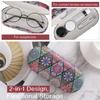 MoKo Double Eyeglass Case, Contact Lens Case with Mirror Tweezers Remover, 2 in 1 Double Sided Portable Contact Lens Box Holder Container Storage Kit Sunglasses Pouch for Men & Women, Rhombic Datura view 2
