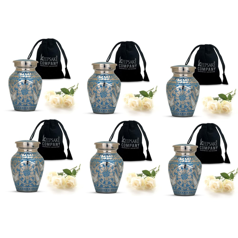 Blue Mini Urn/Small Urns/Keepsake urn/Cremation Keepsakes for Ashes/Ash Holders for Human Ashes (Set of 6) from Keepsake Company