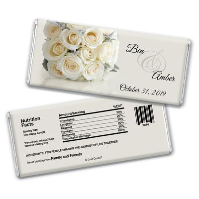 25 DIY Wedding Favors for Guests Personalized Wrappers for Chocolate Bars (25 Pack) - Bridal Shower Favors for Guests, Silver Foil - Candy Not Included