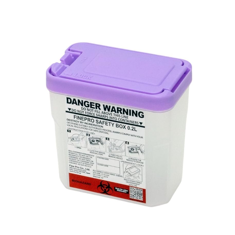 FINEPRO 0.2L(0.2Qts.) Size Portable Pen-Needle Disposal Container Diabetes Care (0.2L, Purple+Clear, 1)